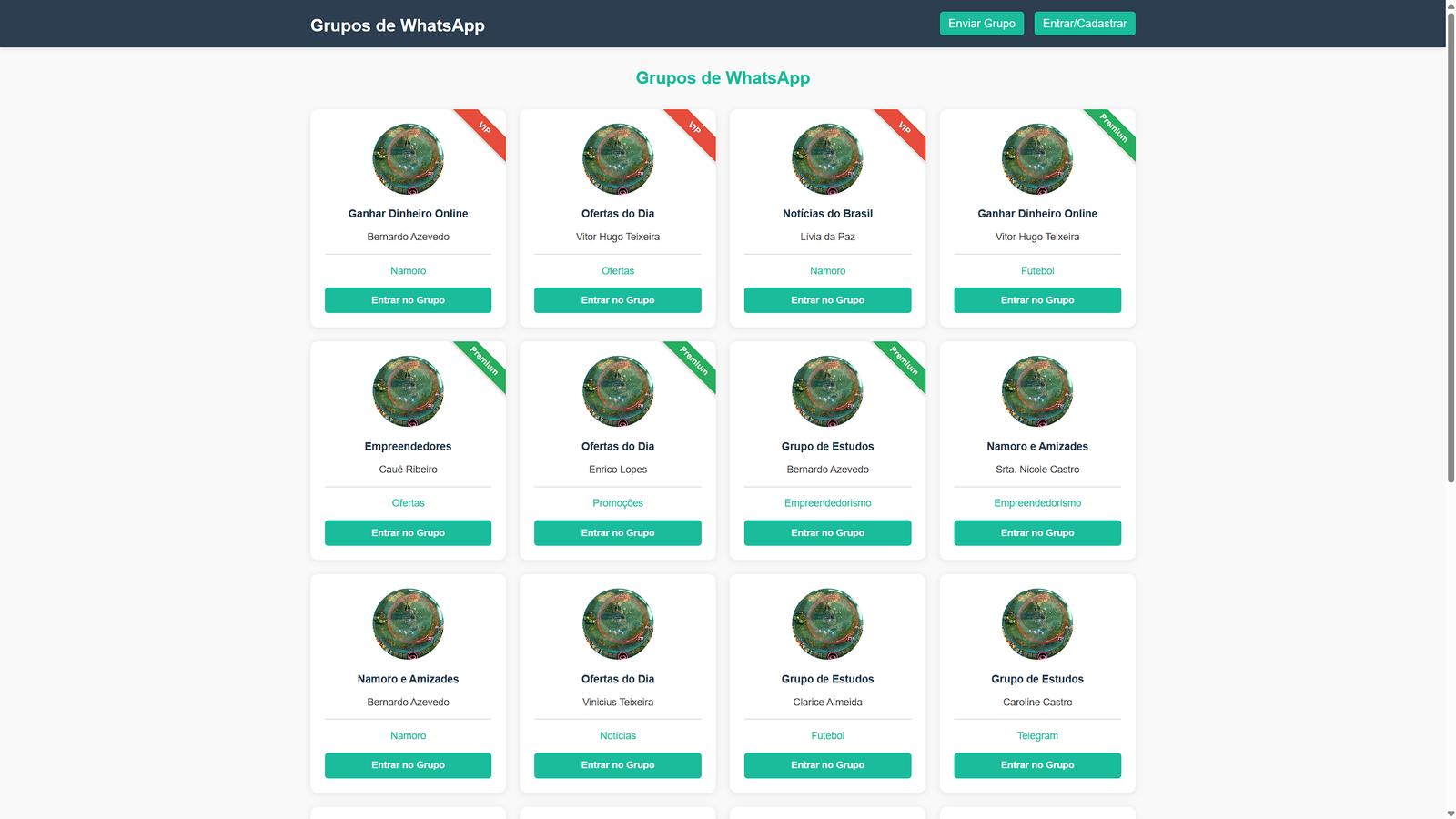 Template Profissional Grupos de WhatsApp